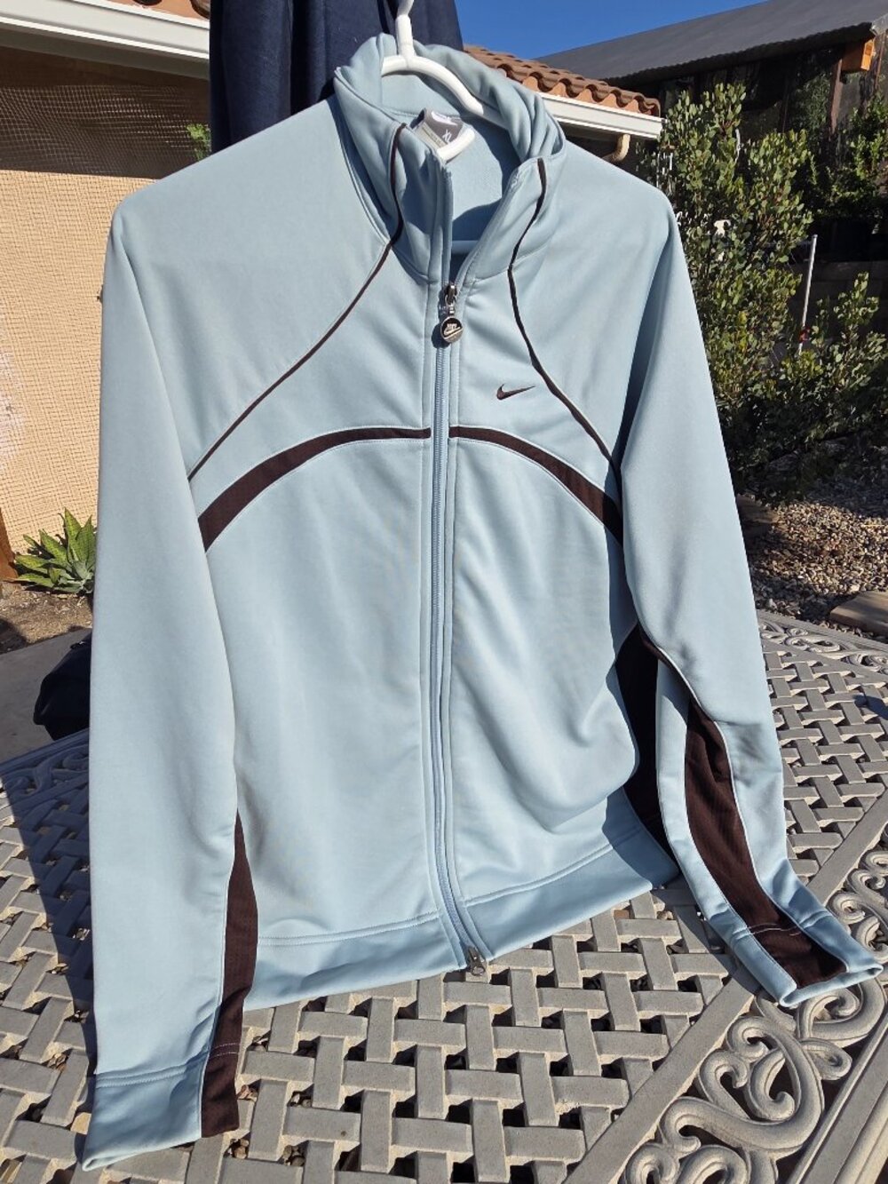 VTG Mens Nike Full Zip WarmUp Jacket Light Green w/ Dark Brown XL